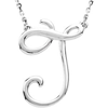 Sterling Silver Script Initial J 16in Necklace