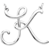 Sterling Silver Script Initial K 16in Necklace