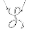 Sterling Silver Script Initial L 16in Necklace