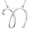 Sterling Silver Script Initial N 16in Necklace