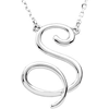 Sterling Silver Script Initial S 16in Necklace