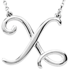 Sterling Silver Script Initial X 16in Necklace