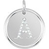 Sterling Silver Letter A Round Pendant with Diamonds