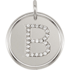 Sterling Silver Letter B Round Pendant with Diamonds