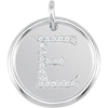 Sterling Silver Letter E Round Pendant with Diamonds