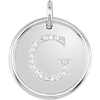 Sterling Silver Letter G Round Pendant with Diamonds