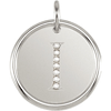Sterling Silver Letter I Round Pendant with Diamonds
