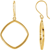 14kt Yellow Gold 7/8in Square Shaped Dangle Earrings