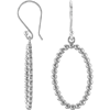14kt White Gold 3/4in Beaded Oval Dangle Earrings