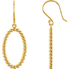 14kt Yellow Gold 3/4in Beaded Oval Dangle Earrings