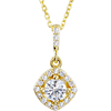 14kt Yellow Gold Halo 3/8 ct Diamond Necklace