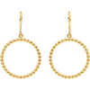 14kt Yellow Gold 7/8in Beaded Round Dangle Earrings