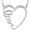 Sterling Silver 1/6 ct Diamond Heart Love 18in Necklace