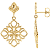 14kt Yellow Gold 1in Deco Flower Dangle Earrings