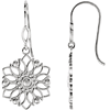 14kt White Gold 1/4in Flower Dangle Earrings
