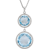 Sterling Silver Round Sky Blue Topaz Drop Necklace