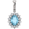 14k White Gold 1.15 ct Oval Aquamarine Halo Pendant with Diamonds