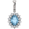14k White Gold 1.6 ct Oval Sky Blue Topaz Halo Pendant with Diamonds