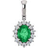 14k White Gold 1.15 ct Oval Created Emerald Halo Pendant with Diamonds