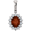 14kt White Gold 1.5 ct Oval Garnet Halo Pendant with 1/3 ct Diamonds