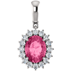 14k White Gold 1.35 ct Oval Pink Tourmaline Halo Pendant with Diamonds