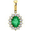 14k Yellow Gold 1.15 ct Oval Created Emerald Diamond Halo Pendant