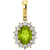 14k Yellow Gold 1.35 ct Oval Peridot Halo Pendant with 1/3 ct Diamonds