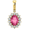 14k Yellow Gold 1.35 ct Oval Pink Tourmaline Diamond Halo Pendant