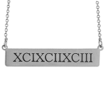 Sterling Silver Roman Numeral Bar 17in Necklace