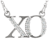 14kt White Gold .08 ct Diamond XO 16in Necklace