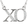 14k White Gold .08 ct Diamond XO Necklace