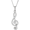 14kt White Gold 1/4 ct Diamond Treble Clef 16in Necklace