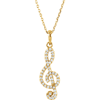 14kt Yellow Gold 1/4 ct Diamond Treble Clef 16in Necklace