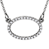 14kt White Gold 1/6 ct Diamond Oval 16in Necklace