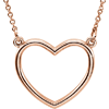 14kt Rose Gold 1/2in Open Heart on 16in Necklace