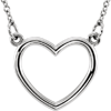 14kt White Gold 1/2in Open Heart on 16in Necklace