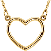 14kt Yellow Gold 1/2in Open Heart on 16in Necklace