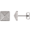 14kt White Gold Pebble Pyramid Earrings 