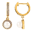 14k Yellow Gold Freshwater Cultured Pearl and 1/5 ct tw Diamond Hoop Earrings 