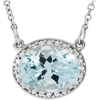 14kt White Gold 1.75 ct Aquamarine and Diamonds 16in Necklace