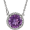 14kt White Gold 1.75 ct Amethyst Halo Necklace with 1/20 ct Diamonds