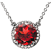 14kt White Gold 2.35 ct Garnet Halo Necklace with 1/20 ct Diamonds
