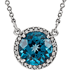 14kt White Gold 2.4 ct London Blue Topaz Halo Necklace with Diamonds