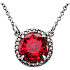 14kt White Gold 2.75 ct Created Ruby Halo Necklace with Diamonds