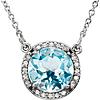 14kt White Gold 2.4 ct Sky Blue Topaz Halo Necklace with Diamonds