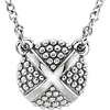 14kt White Gold Petite Beaded X 18in Necklace