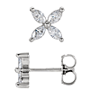 14k White Gold 5/8 ct Diamond Marquise Cluster Earrings