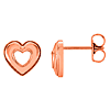 14kt Rose Gold Beveled Cut-out Heart Stud Earrings