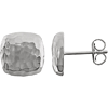 14kt White Gold 3/8in Square Hammered Stud Earrings