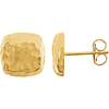 14kt Yellow Gold 3/8in Square Hammered Stud Earrings